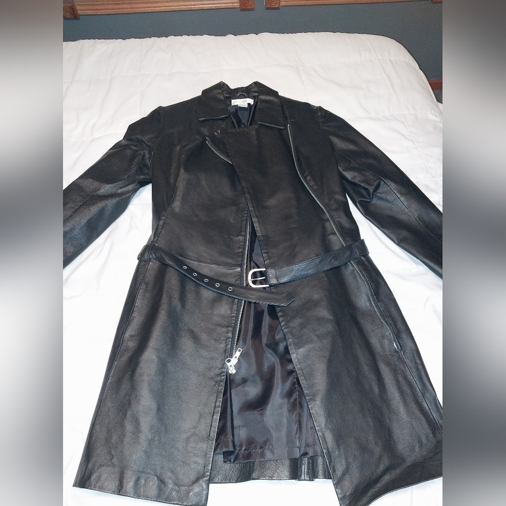 Womens Black Leather Coat